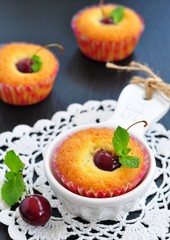 Cakes with sweet cherry 