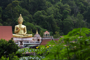 Religious big Buddha Statue,  Wat Khao Rang, Phuket Thailand
