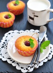 Cakes with sweet cherry 