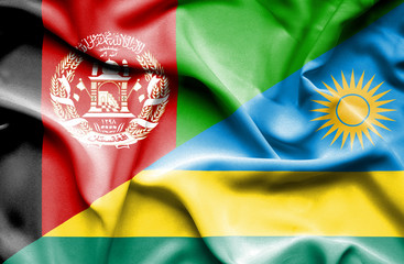 Waving flag of Rwanda and Afghanistan