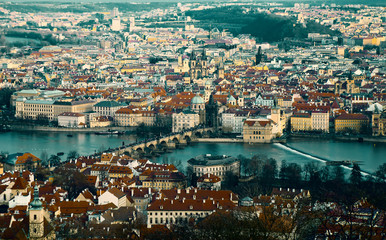 Above view of Old Prague tinted