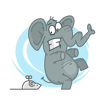 Elephant frightened of mechanical mouse