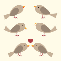 Cute vector birds set