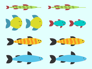 Naklejka premium Cute vector fishes set