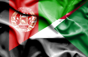 Waving flag of Sudan and Afghanistan