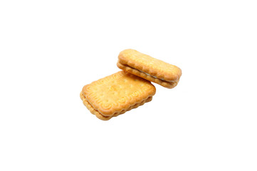 Fototapeta na wymiar Biscuits with butter cream over white background.