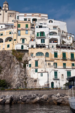 Houses in Amalfi coast in the Tyrrhenian Sea