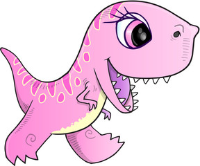 Cute Pink Dinosaur Vector Illustration Art