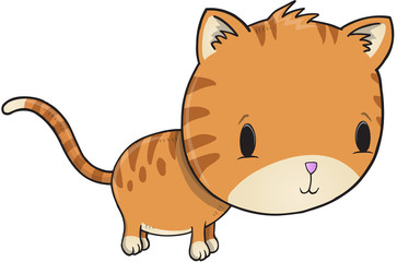 Cute Kitten Vector Illustration Art