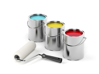 Paint roller and paint canisters