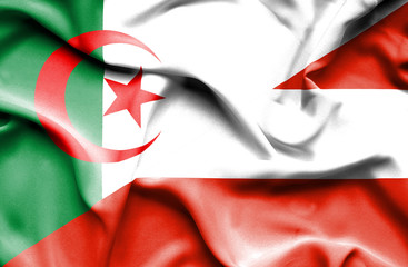 Waving flag of Austria and Algeria
