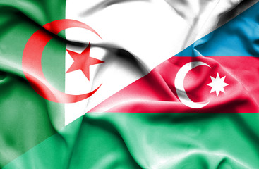 Waving flag of Azerbajan and  Algeria