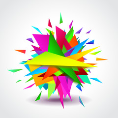 Fototapeta premium Abstract geometric shapes explosion vector