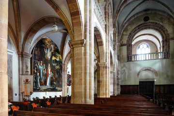 Fototapeta na wymiar Majestic interior of Abbey-church of Saint Peter and Saint Paul
