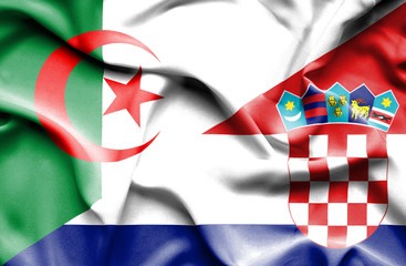 Waving flag of Croatia Algeria