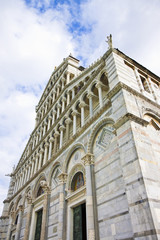 Detail of Pisa cathedral view from below