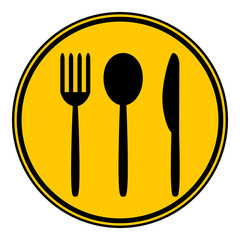 Fork, spoon and knife button.