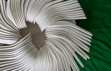 Obraz premium White empty ceramic spoon for soup on white Green