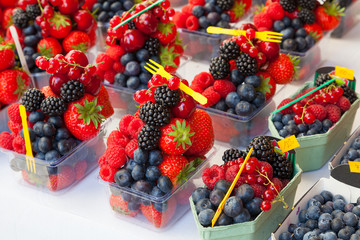 Colorful arrangement of fresh fruit berries ready to eat 