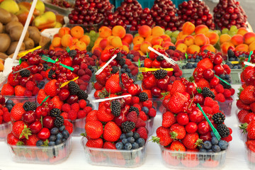 Colorful arrangement of fresh fruit berries ready to eat 