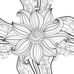 Vector Seamless Monochrome Floral Pattern