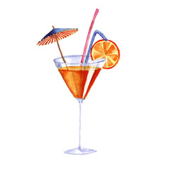cocktail. Vector watercolor painting on white background
