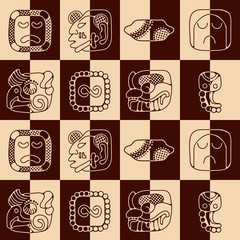 Seamless background with American Indians relics dingbats characters