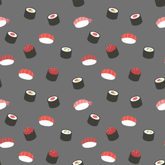 Seamless sushi pattern.