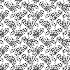 Vector Seamless Monochrome Floral Pattern