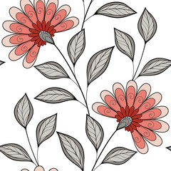 Vector Seamless Floral Pattern. Hand Drawn Floral Texture
