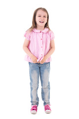 Fototapeta premium cute pretty little girl laughing isolated on white