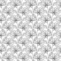 Vector Seamless Monochrome Floral Pattern