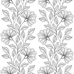 Vector Seamless Monochrome Floral Pattern