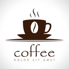 Coffee cup vector logo design template. Cafe shop emblem sign icon.