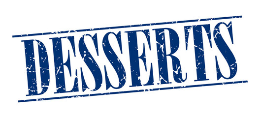 desserts blue grunge vintage stamp isolated on white background