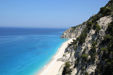 Aerial View of Egremni Beach, Lefkada Island, Greece