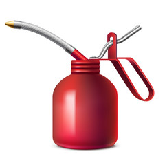 Red oil can with flexible spout