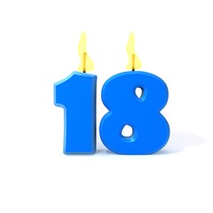 Birthday candles number eighteen
