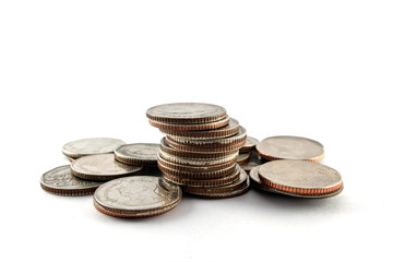 Thai Baht Coins (Five baht type) isolated on white background