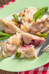 piquant pierogi with Beetroot and cheese filling
