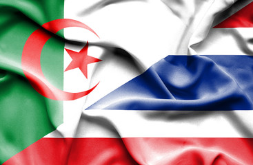 Waving flag of Thailand and Algeria