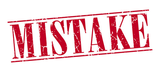 mistake red grunge vintage stamp isolated on white background
