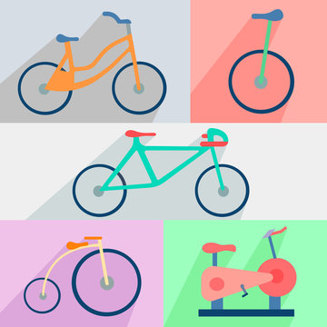 Flat set bicycles, exercise bike, circus, city, mountain