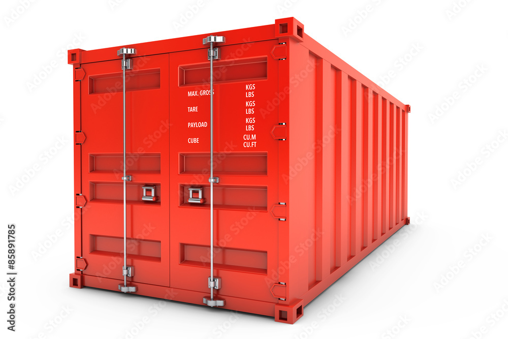 Poster Red Shipping Container. 3d rendering