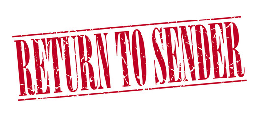 return to sender red grunge vintage stamp isolated on white background