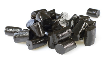 Liquorice candies on white background
