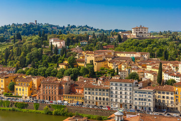 Fototapeta na wymiar Oltrarno and Fort Belvedere in Florence, Italy