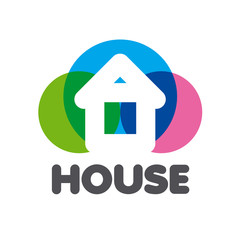 vector logo house on a background of colorful circles
