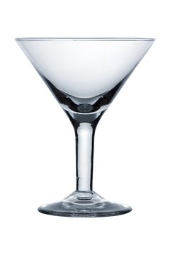 Perfect, clean, martini glass against a white background