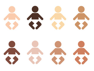 set of pictogram icons of different nationalities infants